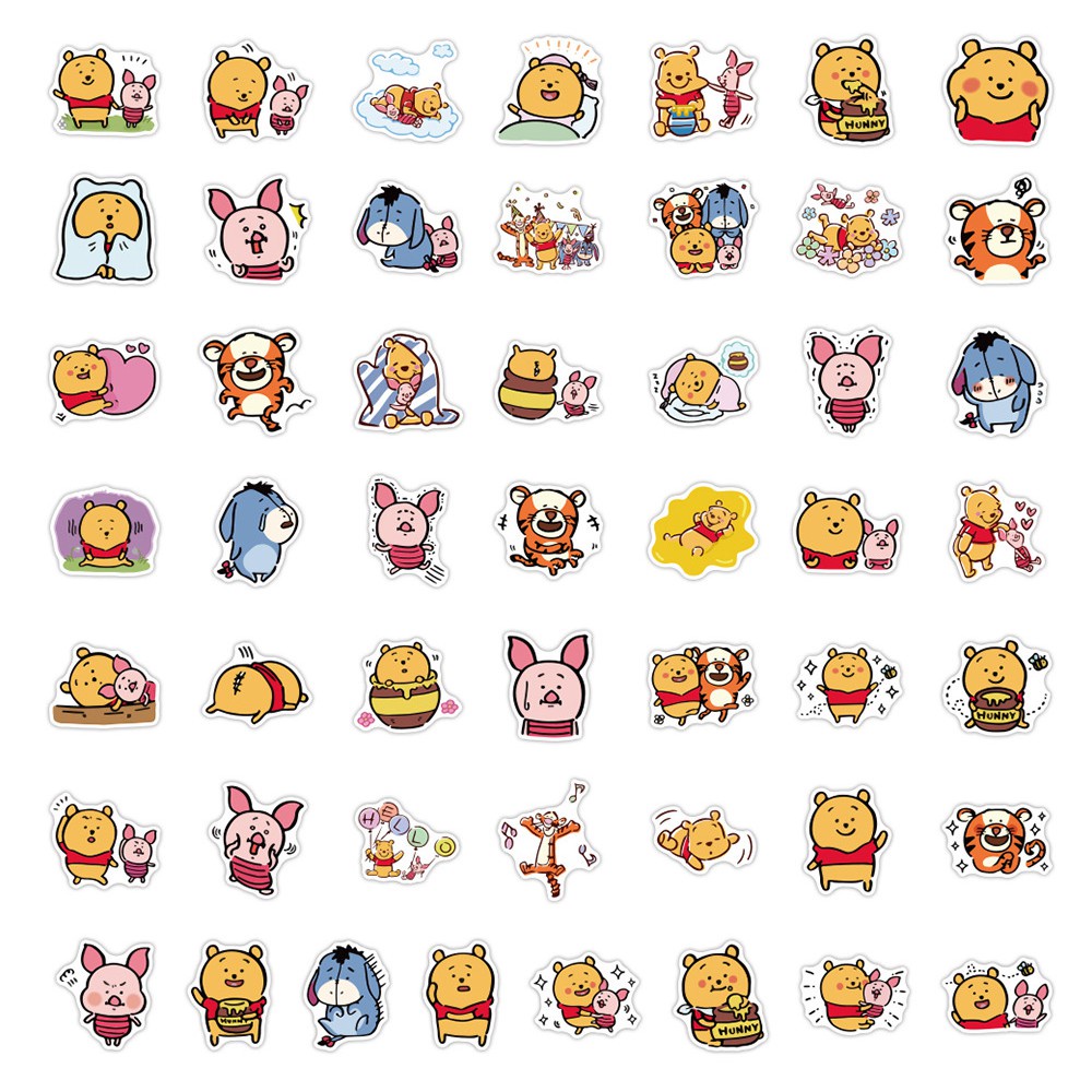 Set 100 / 50 Miếng Dán Hình Gấu Hoạt Hình Dễ Thương Trang Trí Đa Ứng Dụng