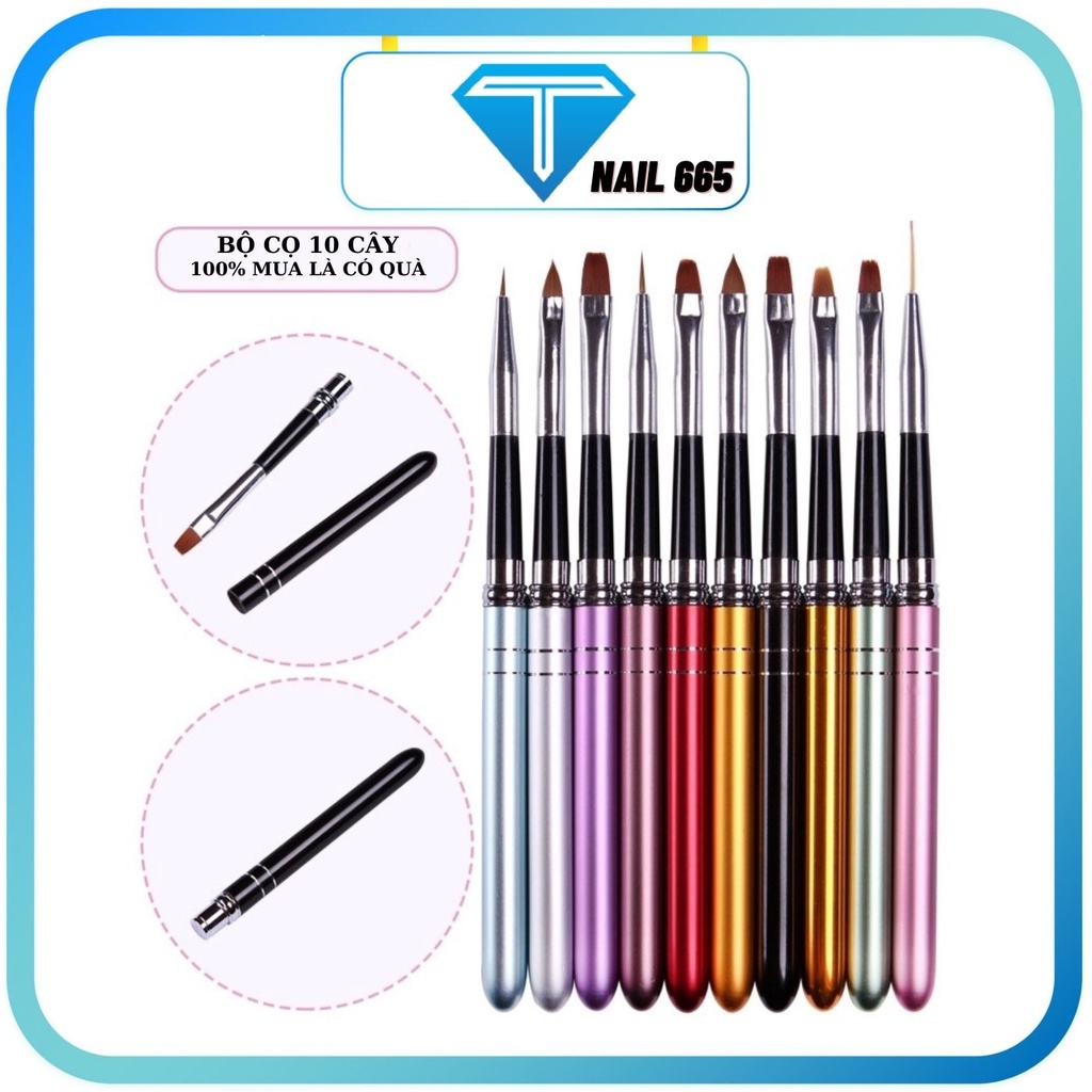 Cọ vẽ móng tay , Bộ cọ nail 10 cây chuyên dụng