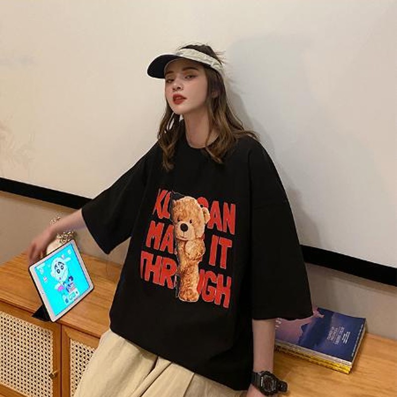 Áo phông tay lỡ form rộng in hình Gấu Teddy nam nữ thun GiiN unisex streetwear chất cotton TS030 | BigBuy360 - bigbuy360.vn