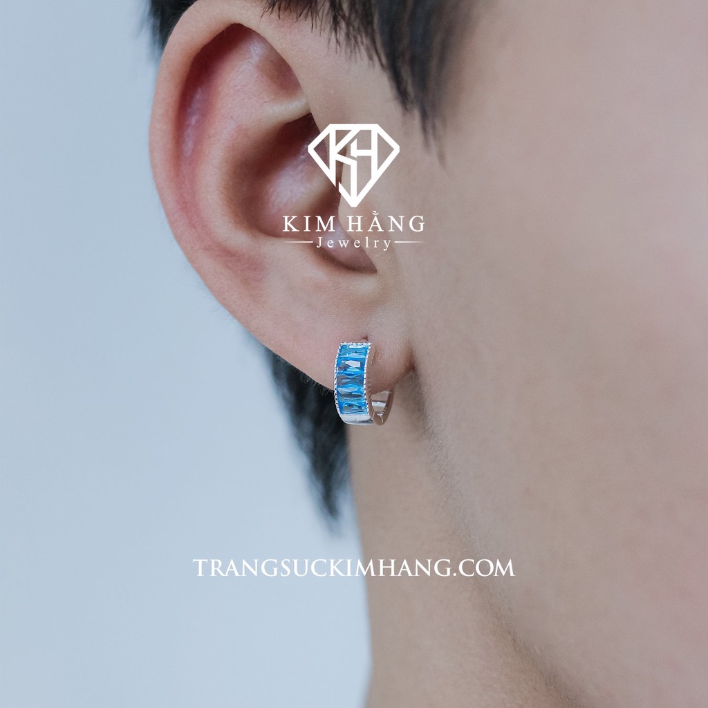 Khuyên Tai BẠC Thiết Kế Đá Baguette XANH KHJER02