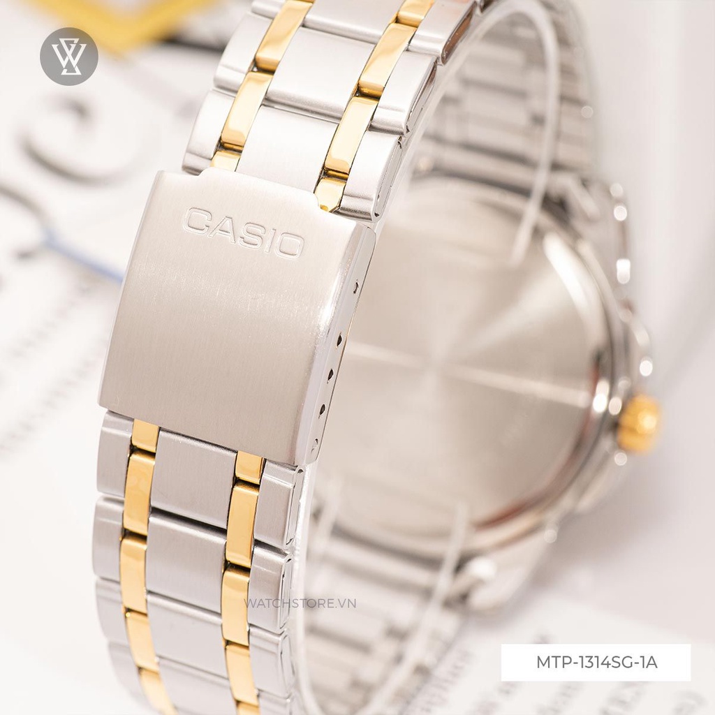 Đồng Hồ Quartz Nam Casio WATCHSTORE MTP-1314SG-1AVDF Thiết Kế Mặt Kính Khoáng 45mm, Dây Kim Loại Và Vỏ Thép Không Gỉ