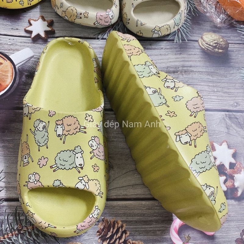 Dép bánh mỳ nữ họa tiết hình cừu con nhiều sắc thái