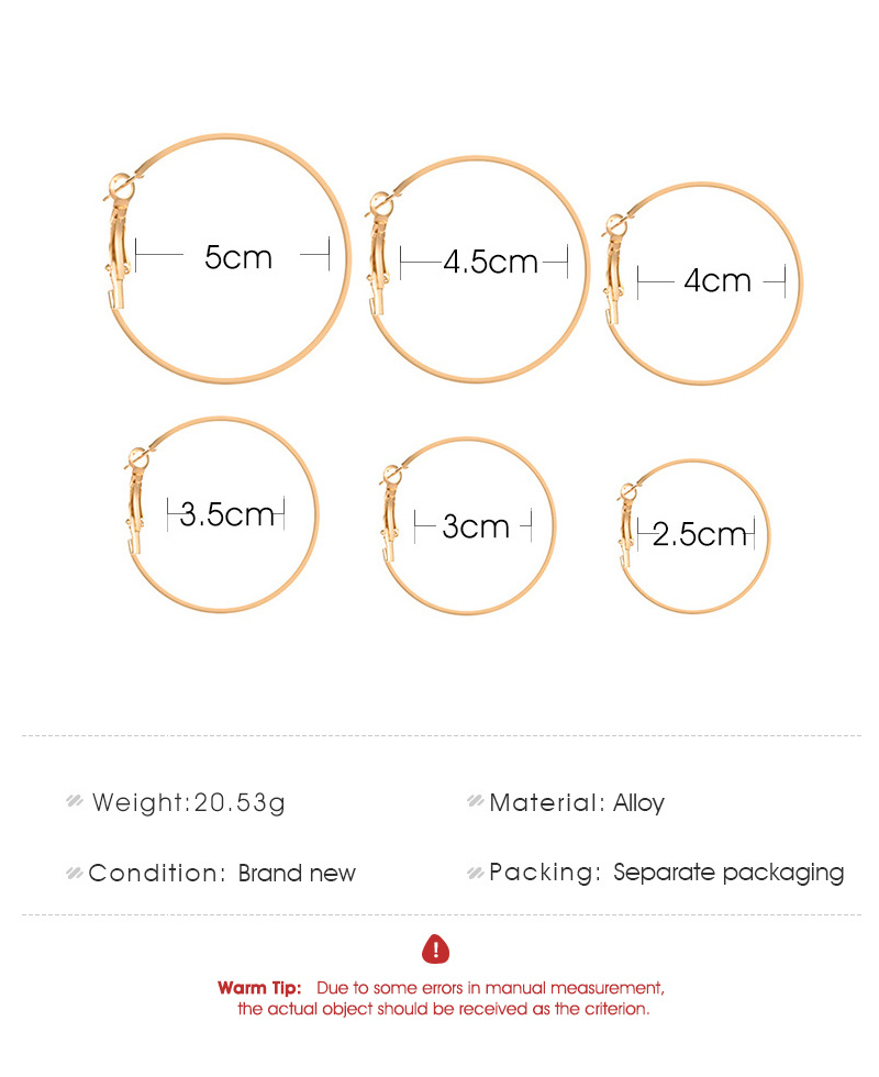 Bộ 6 đôi bông tai phụ kiện cho nữ hình tròn thời trang với nhiều kích thước
