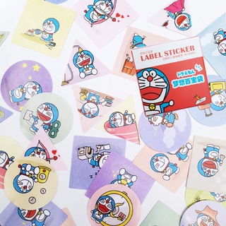 Hộp 40 nhãn dán sticker trang trí doremon hộp đỏ