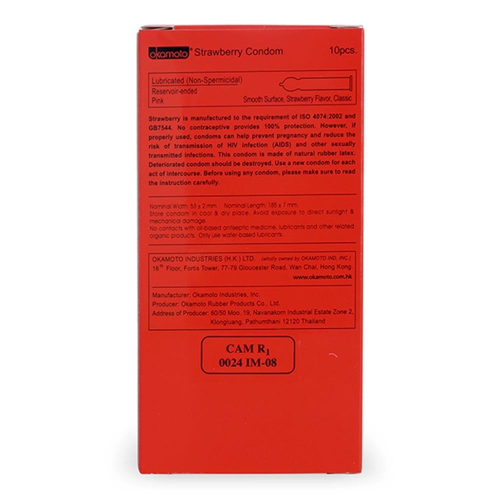 Bao Cao Su Siêu mỏng nhiều Gel Okamoto Skinless Skin Strawberry Hương Dâu  XMARVEL