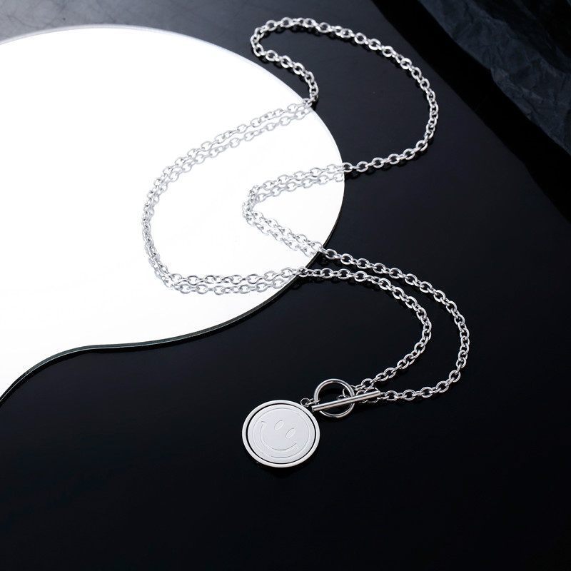 Vòng cổ Thép Titan Mặt Hình Mặt Cười Phong Cách Hip Hop