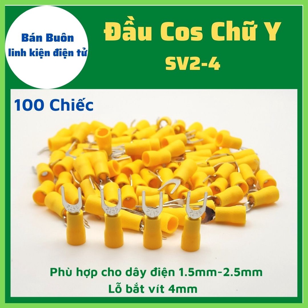 Đầu cos chữ y2-4, đầu cốt dây điện, cos Y2-4, đầu cốt chẻ 2-4, SV2-4 (100 chiếc)