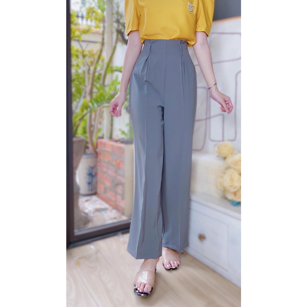 Quần tây nữ công sở ống rộng suông culottes dài đai dư CHUU Q8006