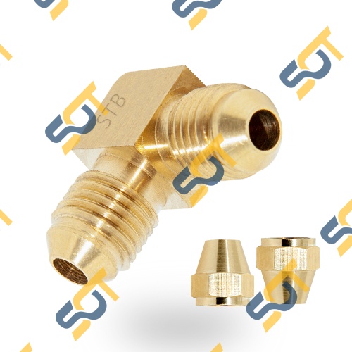 [HÀN ỐNG ĐỒNG 12 16 ] Co 90 độ hai đầu nối côn lồi cho điện lạnh &amp; khí nén (Brass Flare Male Elbow)- Cong rắc co ren NPT