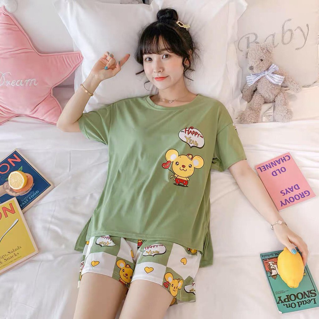 Đồ bộ nữ cộc tay bộ mặc nhà dễ thương thun sữa mềm mại❤️SET BỘ NỮ❤️set bộ đồ ngủ áo thun cộc tay kèm quần đùi đáng yêu