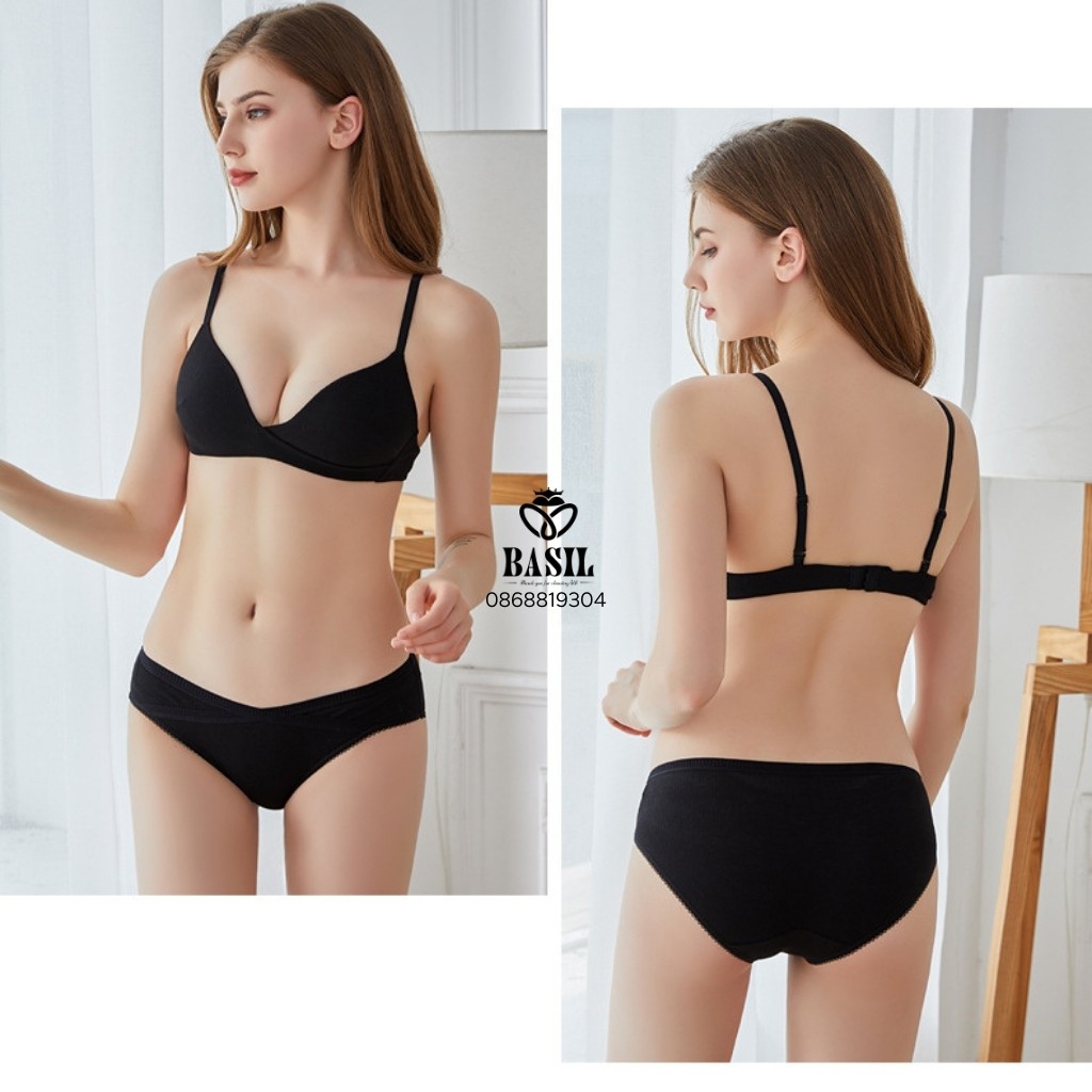 Bộ đồ lót BS01 Basil nữ cotton mềm nhẹ không gọng tôn ngực | BigBuy360 - bigbuy360.vn