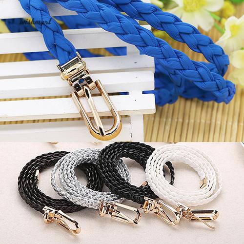 ☀Thắt Lưng Da PU Sợi Mảnh Màu Trơn Thời Trang Cho Nữ