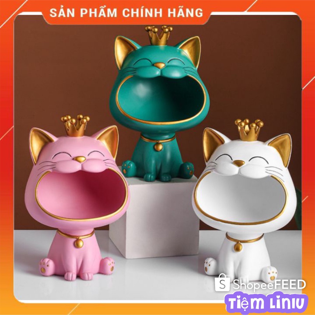 (LOẠI 1)Mèo há miệng , Mèo đựng kẹo chìa khóa, mèo may mắn , FreeShip Trang trí phòng khách , bàn làm việc xinh xắn