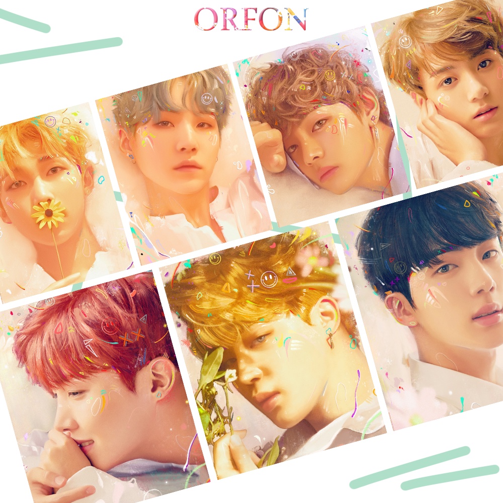 Tranh tô màu số hóa hình thành viên nhóm nhạc BTS Love Yourself