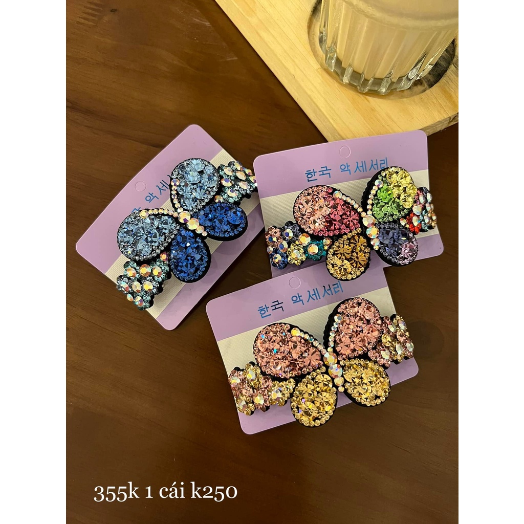 Cặp tóc - kẹp tóc đính đá màu cao cấp hình bướm phiên bản 1