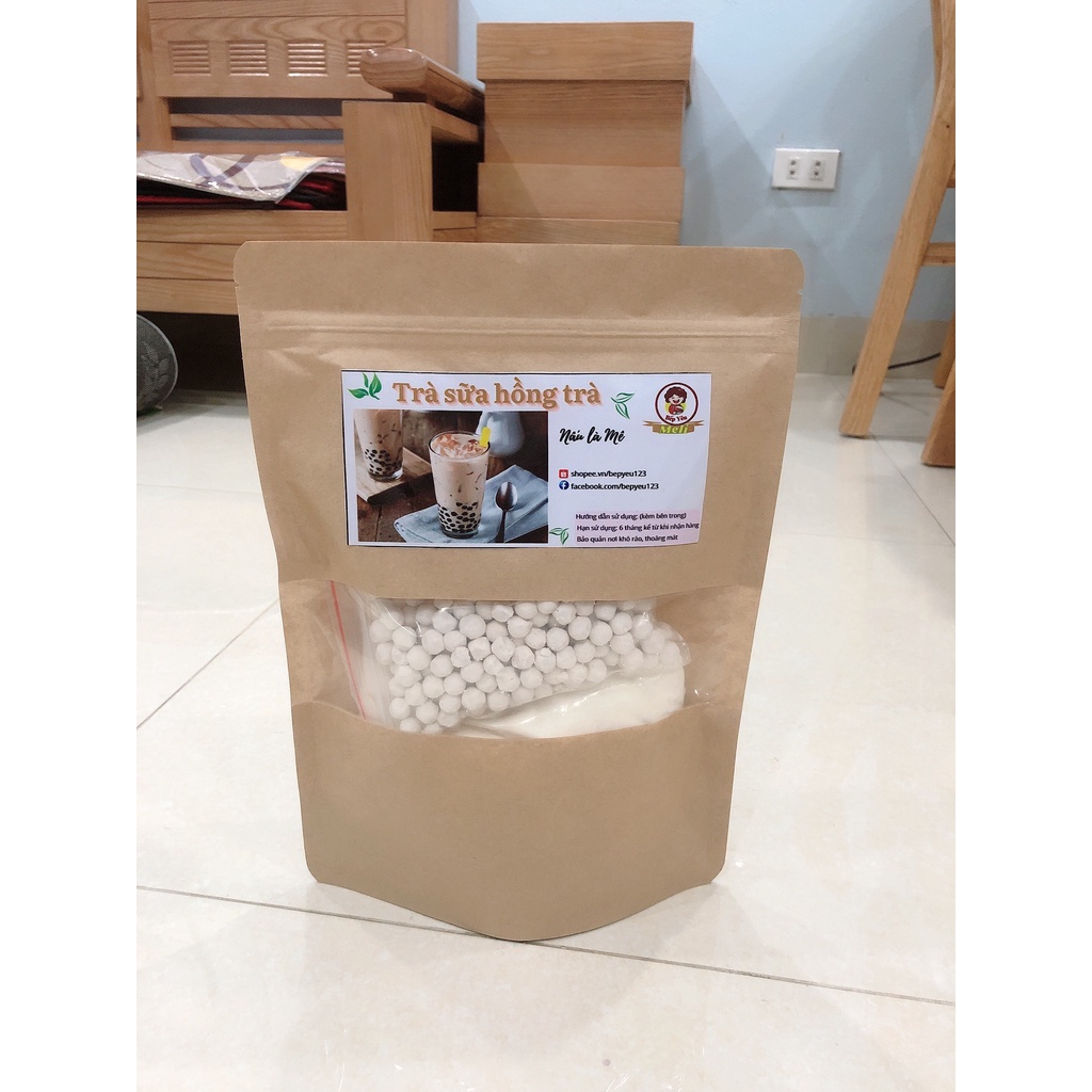 Set nguyên liệu trà sữa hồng trà trân châu (25-30 ly) Bếp Yêu Meli