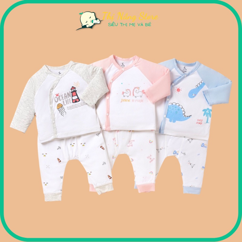 Bộ Quần Áo Sơ Sinh Dài Tay Moon Chất Petit Siêu Mềm Mại Cho Bé Sơ Sinh 0-3 Tháng và 3-6 Tháng Thị Nắng Store