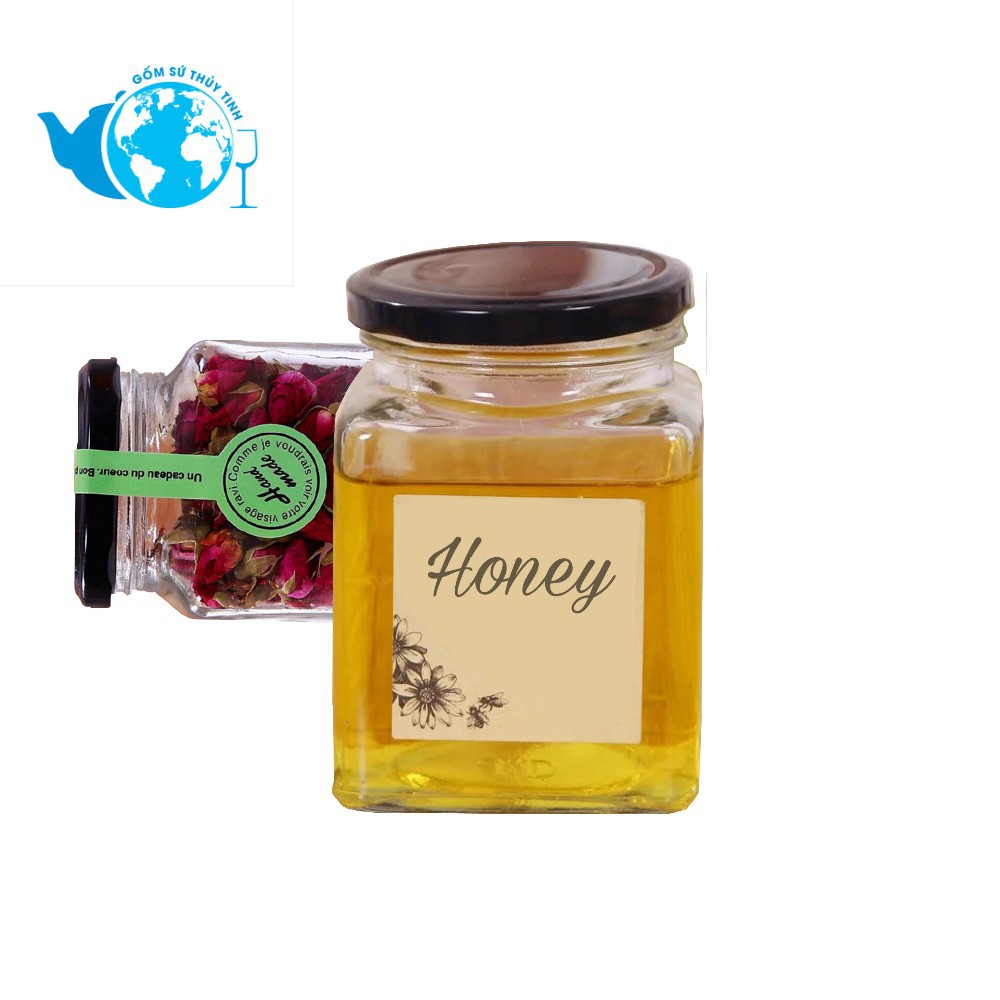 Lọ thủy tinh/ Hũ thủy tinh vuông 380ML Đựng Thực Phẩm