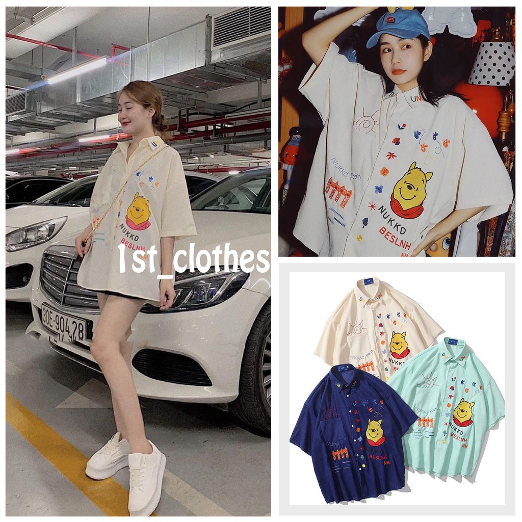 Set Sơ Mi Thụng Gấu Đùi Mix Quần Sooc Siêu Cute 3 Màu Xinh Xắn