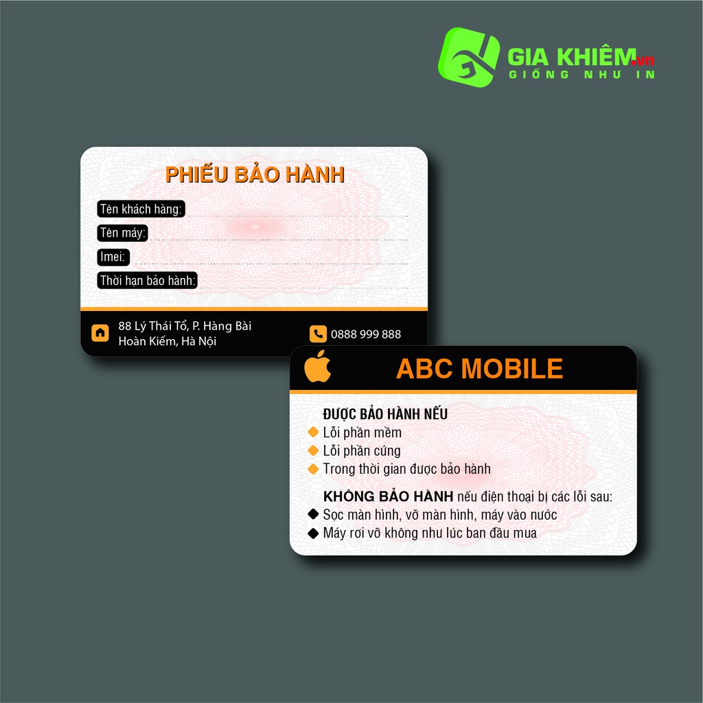 In thẻ bảo hành
