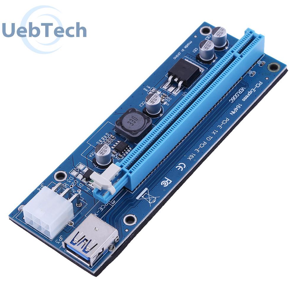 Uebtech PCI-E Express 16X Riser Board with PCIe 6-Pin Power Port for BTC Mining
