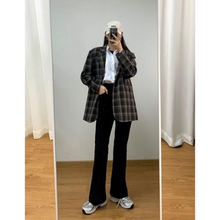 Ảnh thật quần jean ống loe lưng cao hai màu basic
