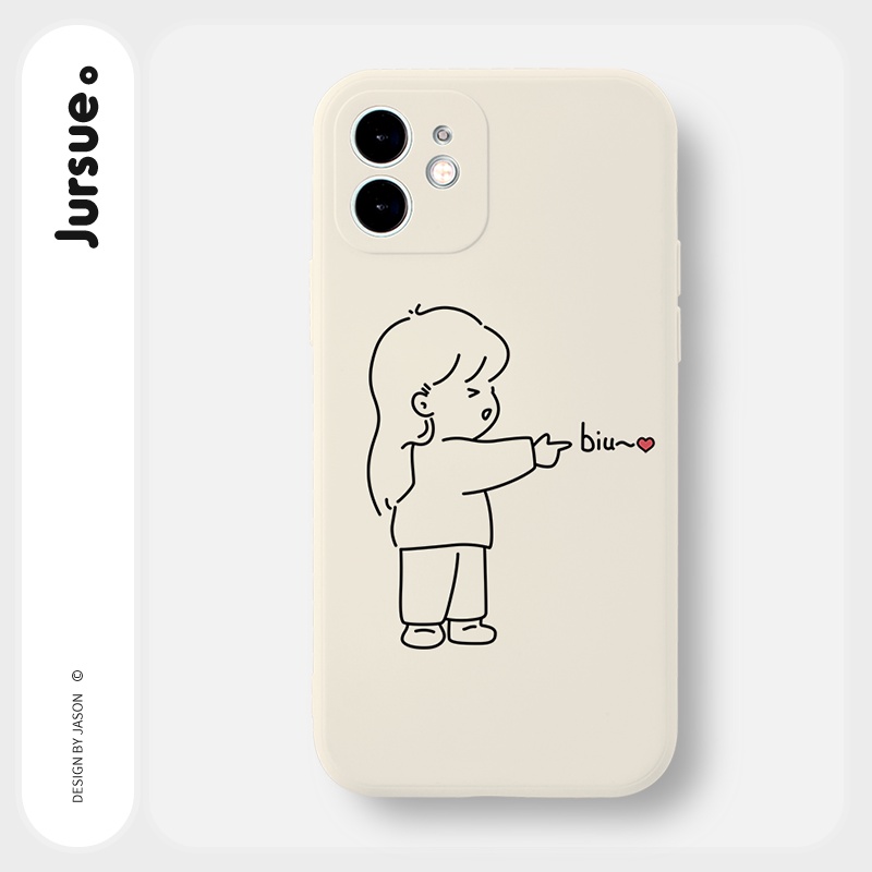 Ốp lưng JURSUE hoạt hình cặp đôi dễ thương đẹp cho iPhone 13 12 11 Pro Max SE 2020 X XR XS ip 8 7 6 6S Plus kute Y242