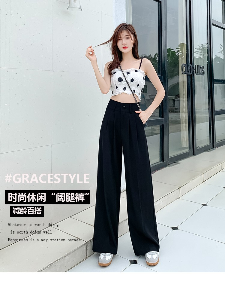 2020 chụp ảnh thực tế quần ống rộng màu tím mới nữ voan thẳng đứng, quần âu rộng, quần lau sàn cạp cao | BigBuy360 - bigbuy360.vn