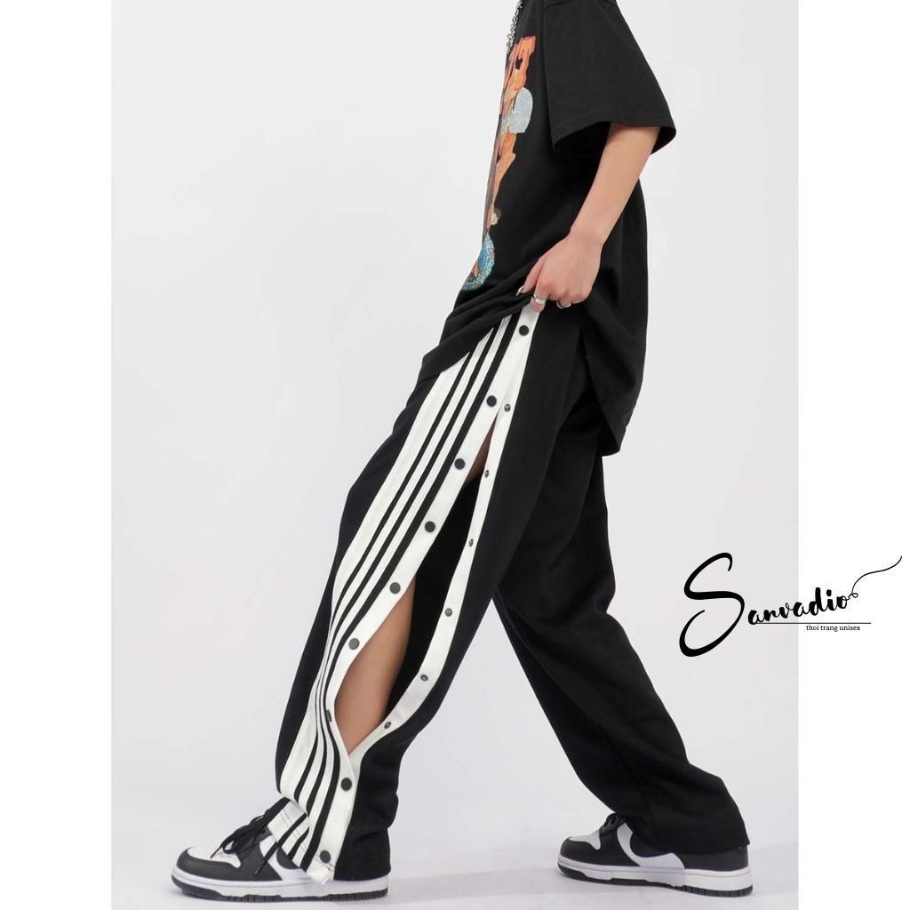 Quần ống suông nam SANVADO CÚC POLY Unisex phối ba sọc thể thao Basic nam nữ Oversize mùa hè phong cách đường phố QD46