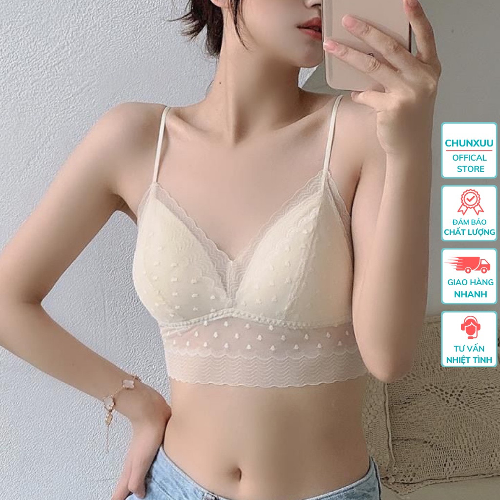 Áo bra nữ dáng chữ U ChunXuu, phối ren xuyên thấu mềm mại gợi cảm - BR15