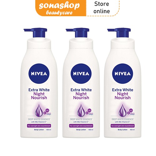 Sữa Dưỡng Thể Nivea Dưỡng Sáng & Săn Chắc Da Ban Đêm 400ml Extra White Night Nourish Body Lotion