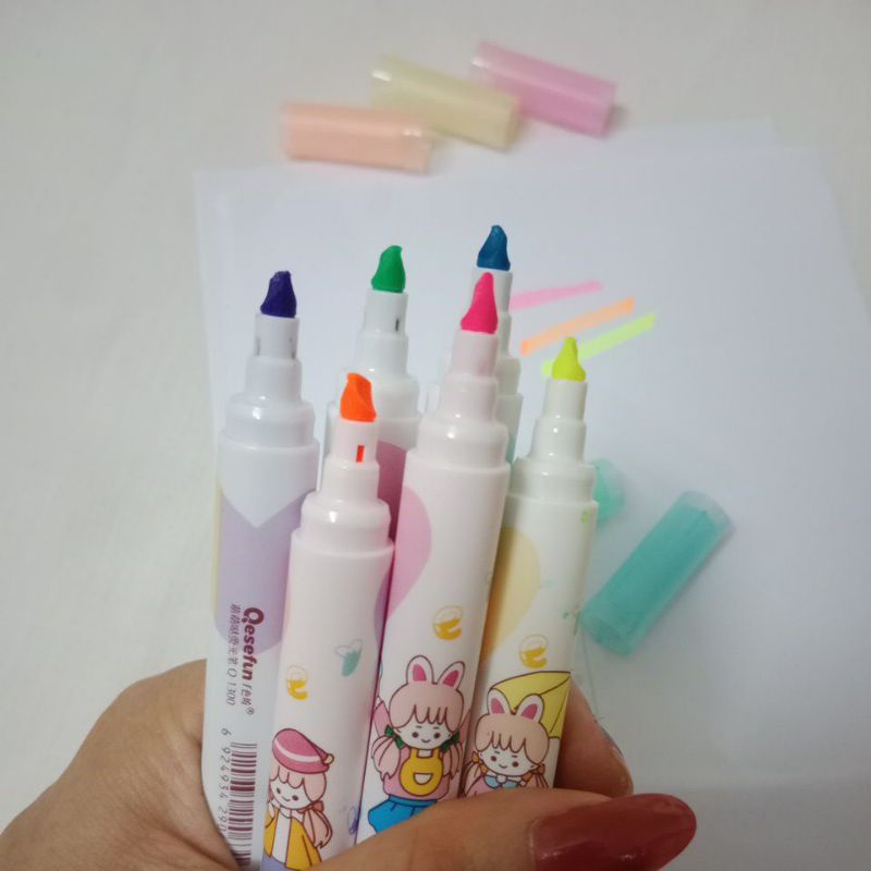 Set 6 BÚT NHỚ highlight nhiều màu sắc 1 ĐẦU tiện lợi