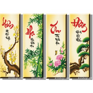 Tranh Thêu Chữ Thập Tứ Quý Xuân Hạ Thu Đông 223047-112x67cm, chưa thêu
