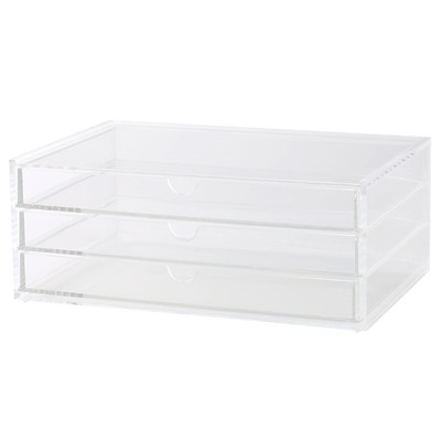 Muji Hộp Mica Đựng Phụ Kiện/ Mỹ Phẩm- 3 Hộc Kéo- L 25-5x17x10cm