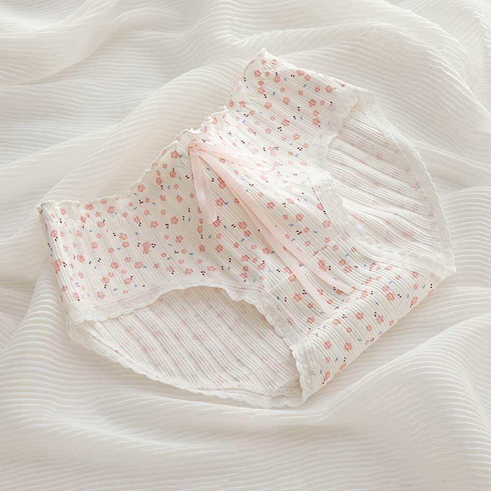 SOMEDAYZL Quần Lót Lưng Vừa Thoáng Khí In Họa Tiết Hoạt Hình Đính Nơ Dễ Thương Cho Nữ