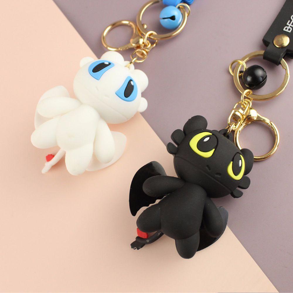SEPTEMBER Anime Doll Anime How to Train Your Dragon Cartoon Character Couple Keyring Toothless Keychains Key Chain toys For Children Children Toys Bag Pendant Car Key Chain Action Figures Dragon 3 Light Fury/Multicolor