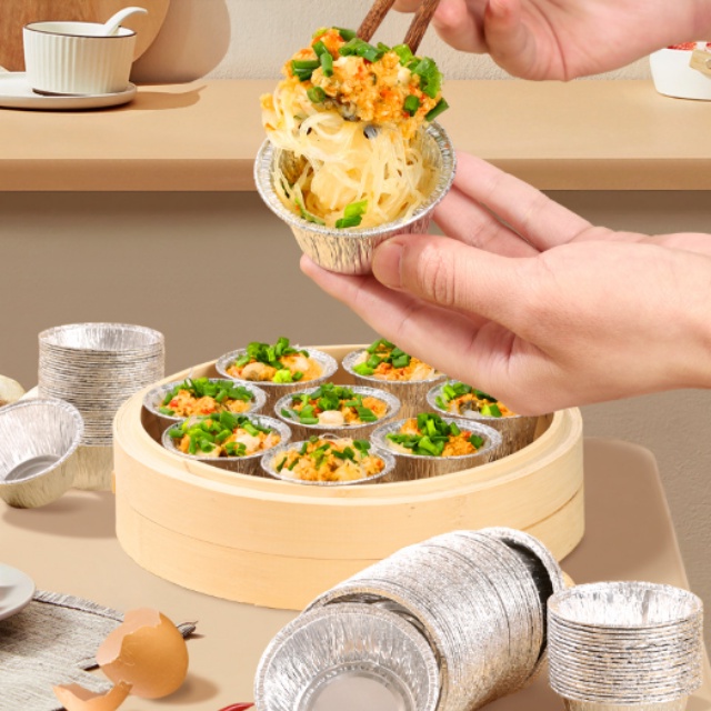 Khay giấy bạc,giấy nhôm lót nồi chiên không dầu nướng bánh,hàu chống dính hình tròn,vuông chữ nhật –THEA