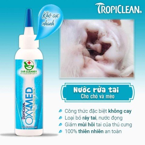 Nước vệ sinh tai cho chó mèo, Dung dịch vệ sinh tai không cồn OxyMed Ear Cleaner