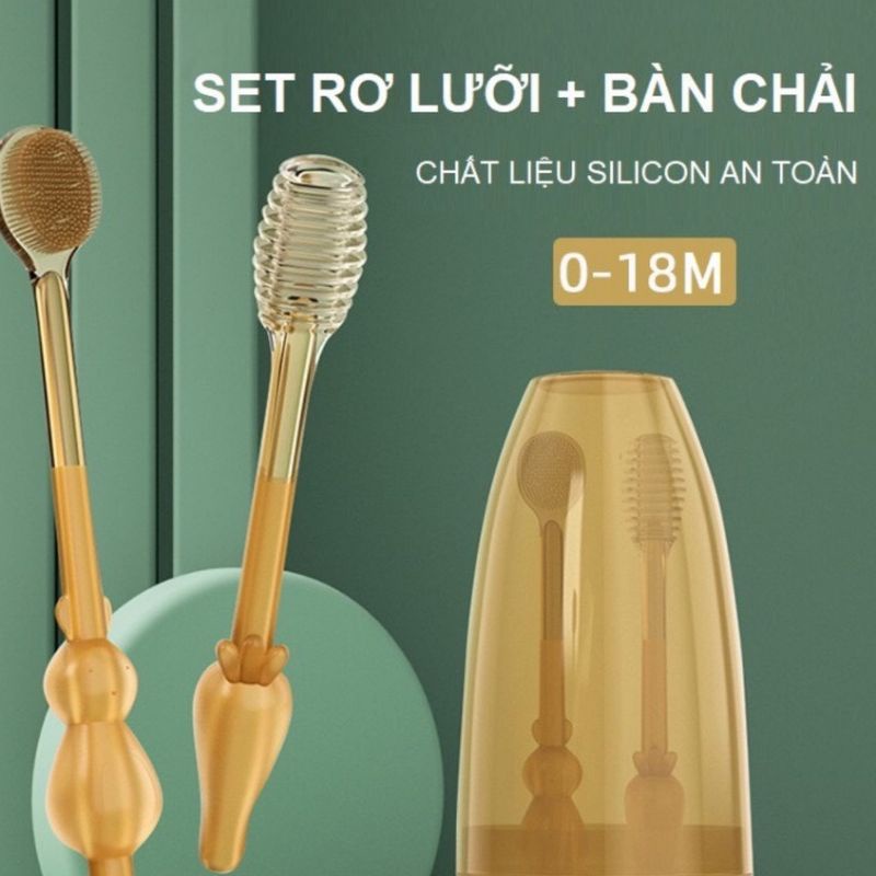 SÉT RƠ LƯỠI VÀ BÀN CHẢI SILICON SIÊU MỀM CHO BÉ