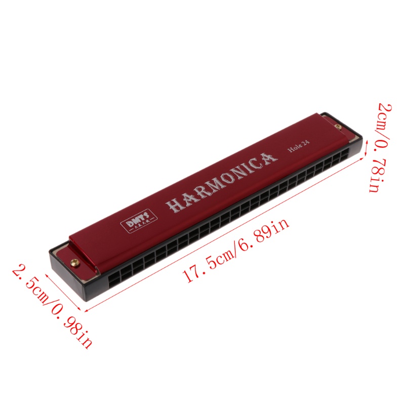 Kèn harmonica 24 lỗ chuyên nghiệp bằng kim loại dành cho người mới bắt đầu kèm phụ kiện