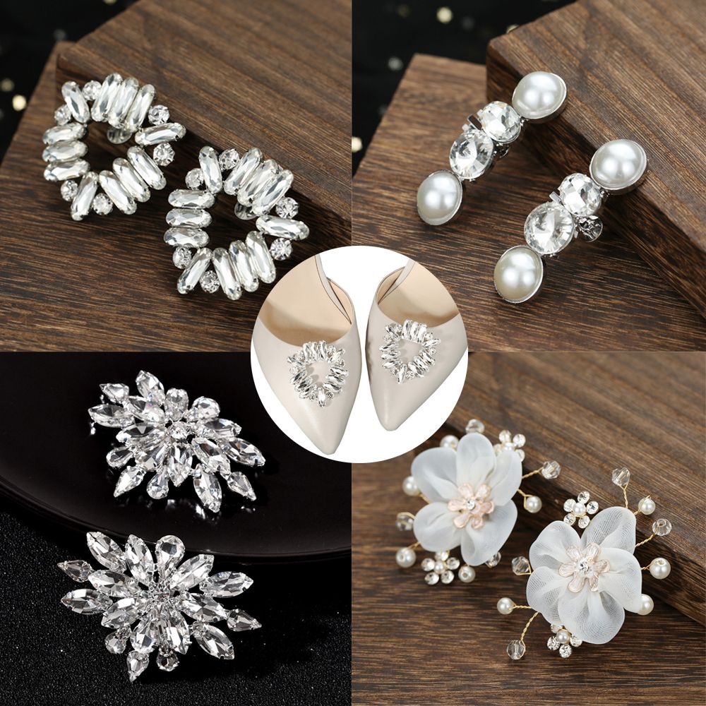 Set 2 món phụ kiện trang trí giày hình hoa bằng vải lụa xinh xắn