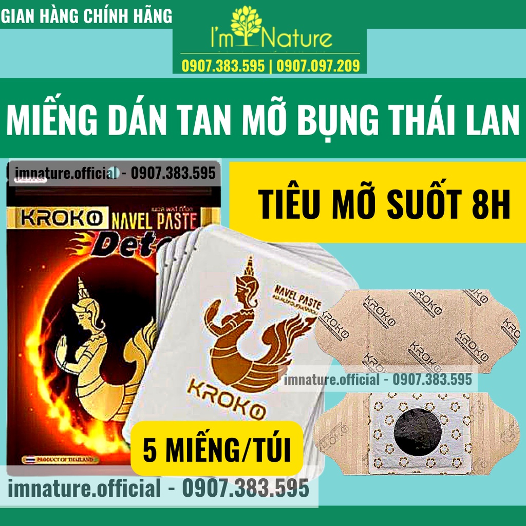 5 Miếng Dán Giảm Mỡ Bụng Cấp Tốc Kroko - Dán Tan Mỡ Bắp Tay Đùi Bụng Thái Lan Navel Paste