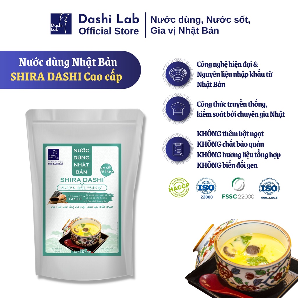 Nước Dùng Nhật Bản SHIRA DASHI Hương Vị Thanh Ngọt Tự Nhiên Nguyên Liệu Cao Cấp Chiết Xuất Từ Cá Biển DASHI LAB Túi 1kg
