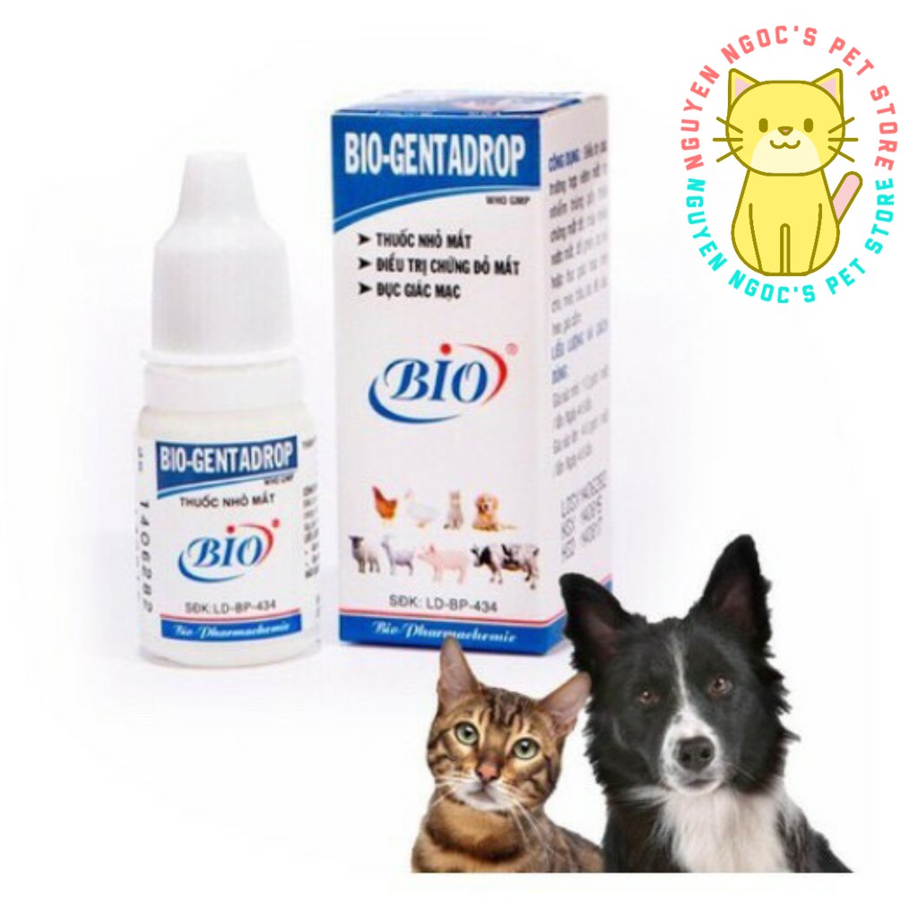 [Mã PET50K giảm Giảm 10% - Tối đa 50K đơn từ 250K] Thuốc nhỏ mắt cho CHÓ MÈO BIO - GENTADROP 10ml