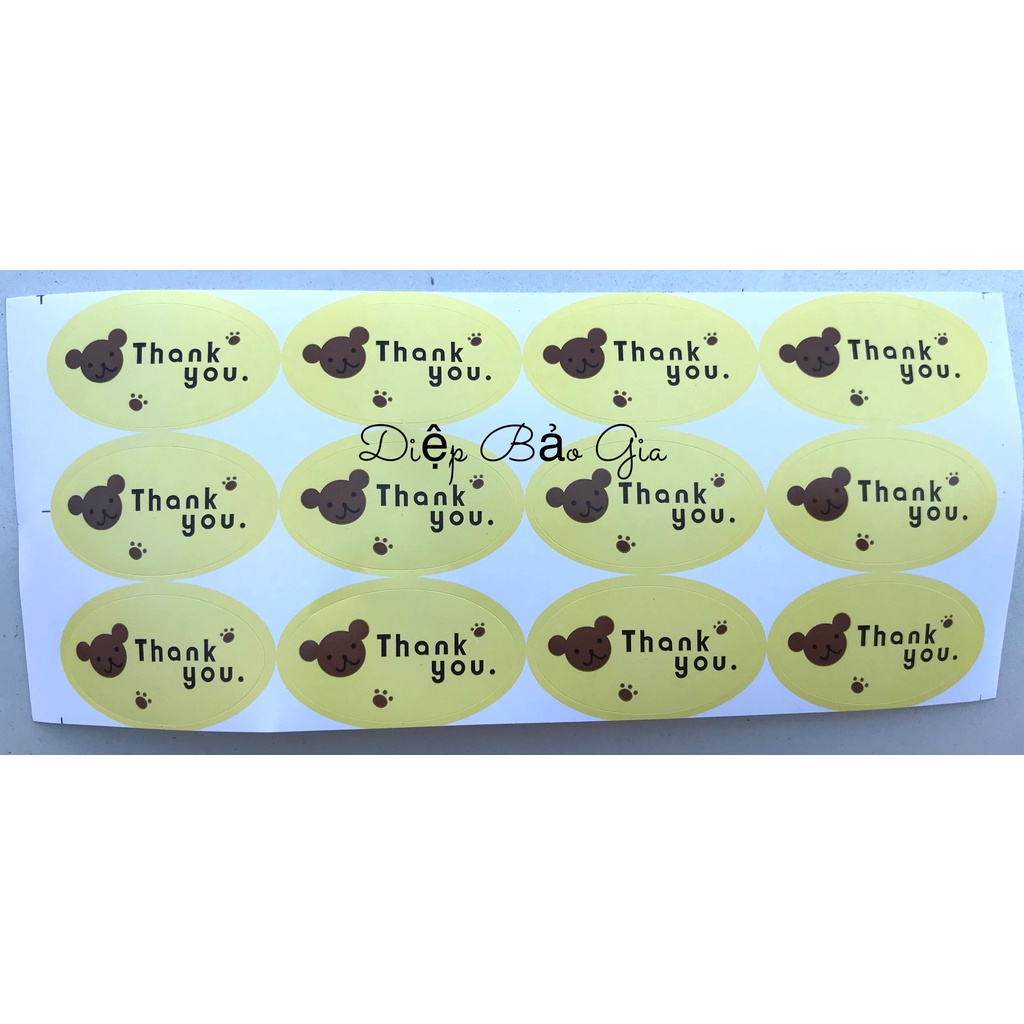 Tem/.sticker dán hộp bánh Thankyou T7