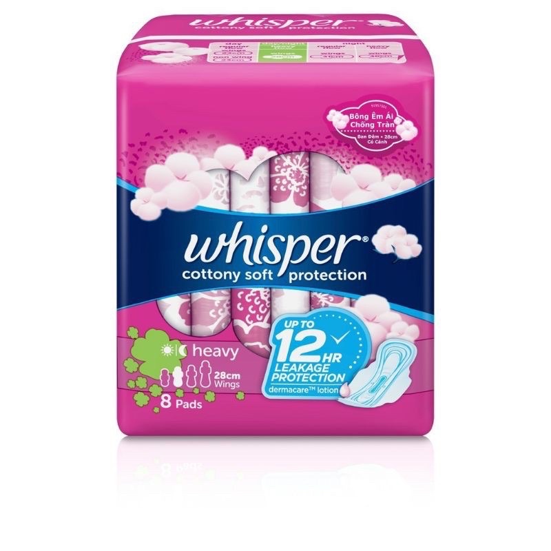 Băng vệ sinh whisper cotton 8 miếng 23cm ( date 9.2021 )