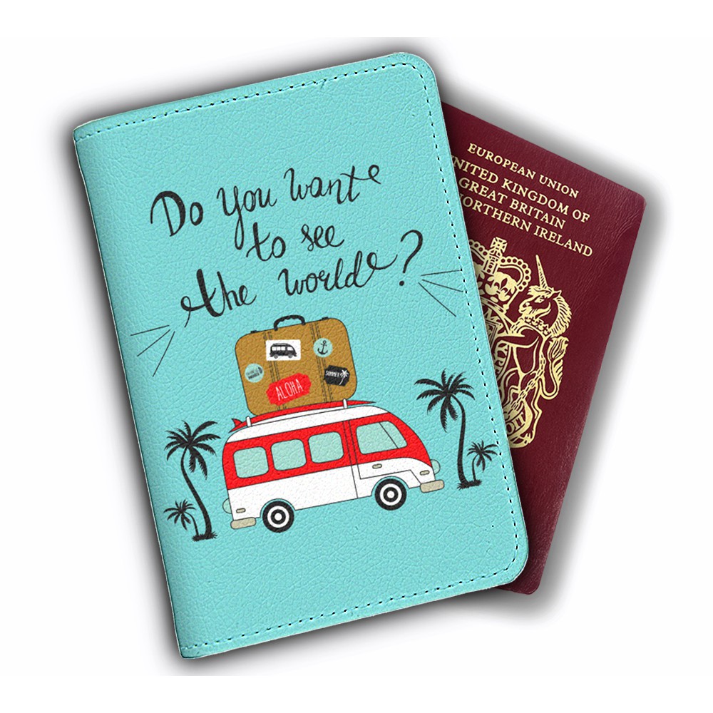Bao Da Passport Du Lịch SEE THE WORLD - Ví Đựng Hộ Chiếu Cover Thiết Kế Basic Đơn giản Tiện dụng Trẻ trung - LT049