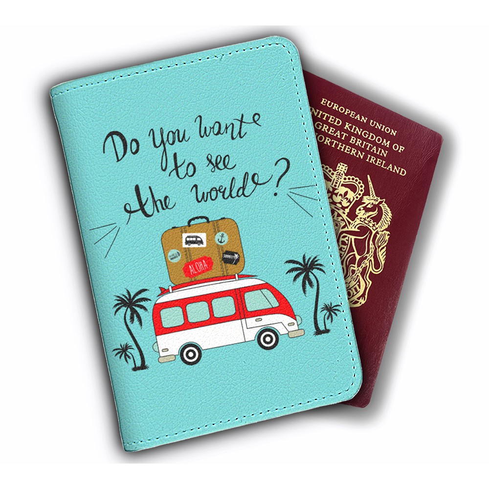 Ví Đựng Passport Du Lịch SEE THE WORLD - Bao Da Hộ Chiếu Đôi Đơn Giản Xinh Xắn Cute - Passport Cover Holder - LT049