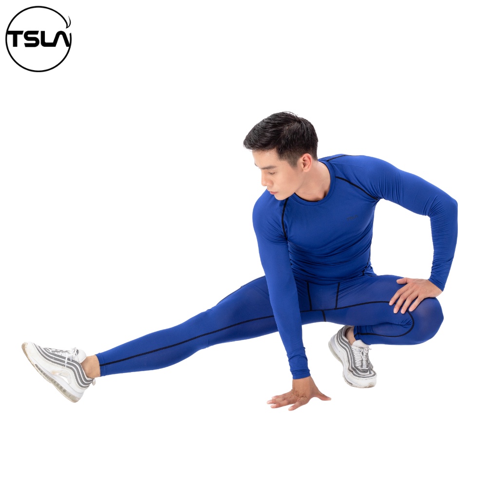 Quần legging  thể thao combat bó cơ nam TSLA có túi bản lưng to body co giãn tập gym chạy bơi lội quần lót