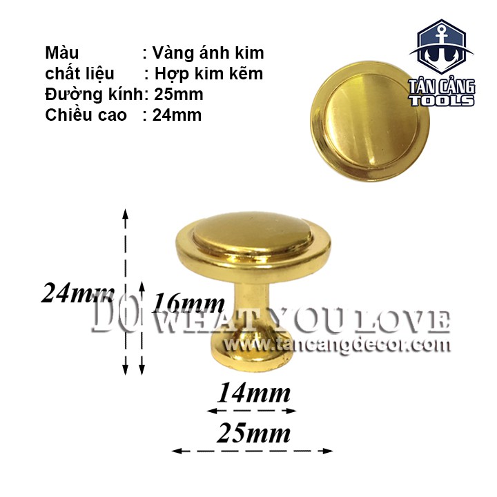 Tay Nắm 42 Tròn Cổ Điển Màu Vàng Ánh Kim - KT: 2.4cm